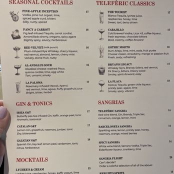 Teleferic Barcelona - Menu - Cocktail Bars Near Me - Los Angeles, California