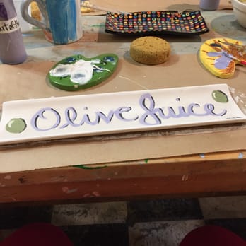 Clay Cafe - An olive plate I worked on - Paint-Your-Own Pottery Near Me - Sewickley, Pennsylvania
