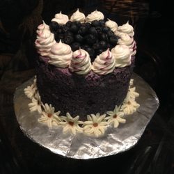 Truly Scrumptious - Cardamom & Blueberry Cake $42.80 Serves 6-10 Cardamom 4 layer cake with Blueberry Swiss Meringue Buttercream. Only organic products used.