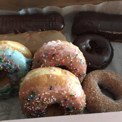 Big Sky Donuts - A little bit of everything. The chocolate bar in the back was delicious.