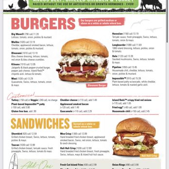 Islands Restaurant - Menu page 2 as of 5/16/2021 - Burgers Near Me - Pasadena, California