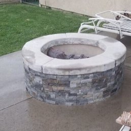 New stack stone on fire pit