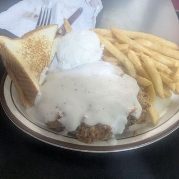 Top Notch Texas BBQ - Chicken Fried Steak with Fries and Mashed Potatoes and 2 Half's of Toasted Bread - Barbeque Near Me - Childress, Texas Top Notch Texas BBQ - Chicken Fried Steak with Fries and Mashed Potatoes and 2 Half's of Toasted Bread - Barbeque Near Me - Childress, Texas
