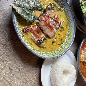 Koh Lipe - Coconut curry with pork jowl, baby egg plant, betel leaves $ 22.95 - Thai Near Me - Toronto, Ontario Koh Lipe - Coconut curry with pork jowl, baby egg plant, betel leaves $ 22.95 - Thai Near Me - Toronto, Ontario