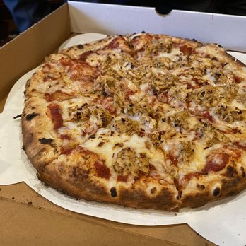 Fibonacci’s Pizzeria - Hot Swarm swap pepperoni with vegan chicken and vegan cheese - Pizza Near Me - Columbus, Ohio