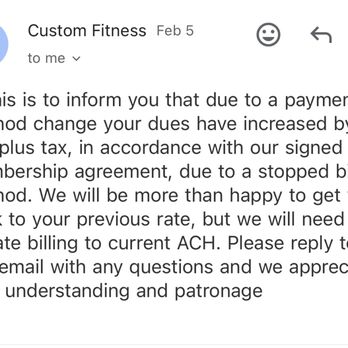 Custom Fitness - Can't change a closed bank account , but I wonder -- are they gonna come after me another way? - Gyms Near Me - Cedar Rapids, Iowa
