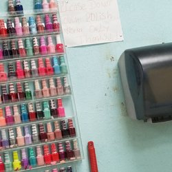 KV Nails - Sign says don't touch the polish but read my review.