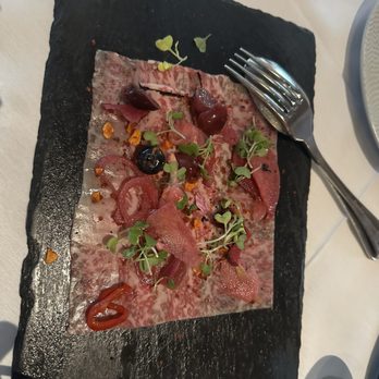 LB Steak - A5 MIYAZAKI WAGYU CARPACCIO - Steakhouses Near Me - San Jose, California