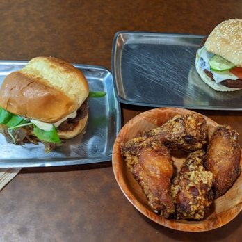 Feed Co. Burgers - The blue cheese burger and the veggie one. Wings without any sauce - Burgers Near Me - Seattle, Washington Feed Co. Burgers - The blue cheese burger and the veggie one. Wings without any sauce - Burgers Near Me - Seattle, Washington