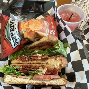 Twisted Rail Brewing Company - BLT with BBQ chips and Shirley Temple - Breweries Near Me - Canandaigua, New York