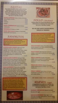 Menu photo 2 Guadalajara Mexican Restaurant Sioux Falls, SD