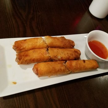 Green Leaf Bistro - a plate of fried spring rolls with dipping sauce - Vietnamese Near Me - Victoria, British Columbia