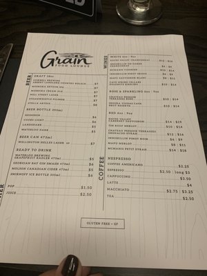 Menu photo 1 Grain Food Lounge Kitchener, ON