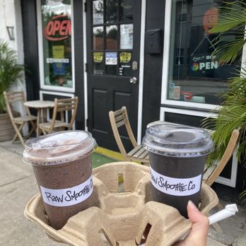 Raw Smoothie Co. - Noho PB and J Green Smoothie and  J. Coal Green Smoothie (plus Immunity boost) - Acai Bowls Near Me - Tampa, Florida