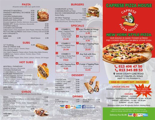 Menu photo 1 Caprese Pizza House Wesley Chapel, FL Menu photo 1 Caprese Pizza House Wesley Chapel, FL