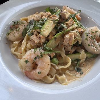 Back Bistro - Seasonal pasta with added shrimp - New American Near Me - Folsom, California Back Bistro - Seasonal pasta with added shrimp - New American Near Me - Folsom, California