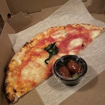Dellarocco's - Gluten free Margherita pizza with some olives to go! - Pizza Near Me - Brooklyn, New York Dellarocco's - Gluten free Margherita pizza with some olives to go! - Pizza Near Me - Brooklyn, New York