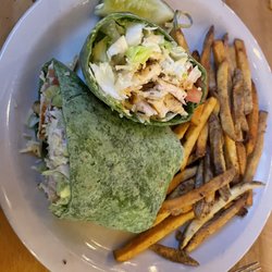 Goal Line Sports Bar & Grill - Chicken Caesar Salad with yummy fries!  Pickle - just okay.