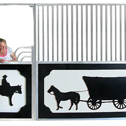 Armour Horse Stalls - Story Panel Fronts add a unique and custom style to your barn. Choose from 100+ images or provide us with a custom logo or artwork.