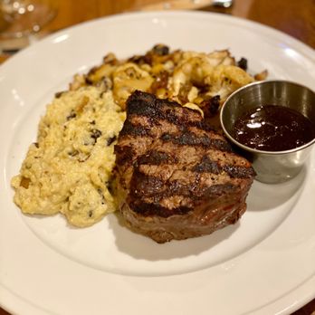 Balcony One - Dino Rib - smoked beef rib served with chili Nopales, corn cakes, and a side of house made apple-jalapeño BBQ sauce - Cocktail Bars Near Me - Virgin, Utah