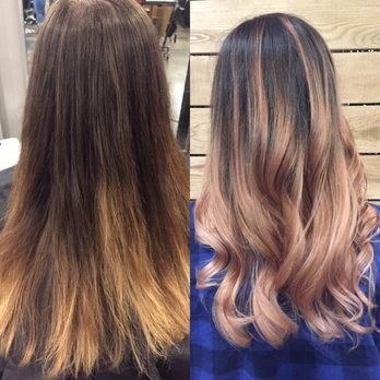 Tangles Salon - Before/after rose gold balayage by Promise! - Makeup Artists Near Me - Mount Juliet, Tennessee Tangles Salon - Before/after rose gold balayage by Promise! - Makeup Artists Near Me - Mount Juliet, Tennessee