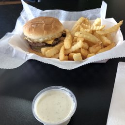 Hamburger with fries