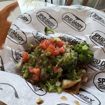 Spud Daddy - Loaded with roast & gravy, garlic butter, broccoli, chili & salsa - Specialty Food Near Me - Boise, Idaho Spud Daddy - Loaded with roast & gravy, garlic butter, broccoli, chili & salsa - Specialty Food Near Me - Boise, Idaho