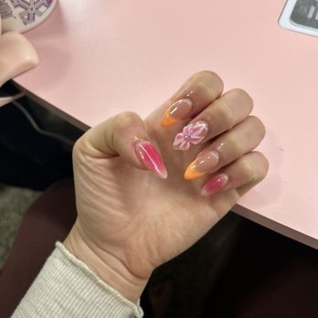 T Nails - Almond Frenchie 3D Flower & blush - Nail Salons Near Me - Castroville, Texas T Nails - Almond Frenchie 3D Flower & blush - Nail Salons Near Me - Castroville, Texas