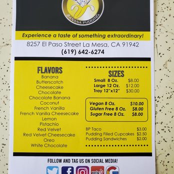 Extraordinary Banana Pudding - Menu - Desserts Near Me - La Mesa, California Extraordinary Banana Pudding - Menu - Desserts Near Me - La Mesa, California