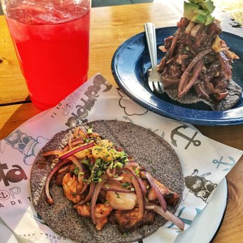La Carreta Taco Shop - Pulpo el pastor, tuna ceviche in tamarind sauce with hibiscus lemonade. - Seafood Near Me - Tijuana, BCN La Carreta Taco Shop - Pulpo el pastor, tuna ceviche in tamarind sauce with hibiscus lemonade. - Seafood Near Me - Tijuana, BCN