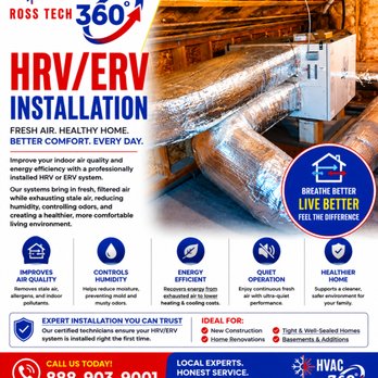 Ross Tech 360 - HRV & ERV installation, indoor air quality improvement, Ross Tech 360 in Southern Maine - Heating & Air Conditioning/HVAC Near Me - Biddeford , Maine Ross Tech 360 - HRV & ERV installation, indoor air quality improvement, Ross Tech 360 in Southern Maine - Heating & Air Conditioning/HVAC Near Me - Biddeford , Maine