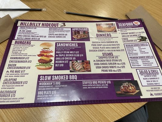 Menu photo 1 Hillbilly Hideout Ozark, AR
