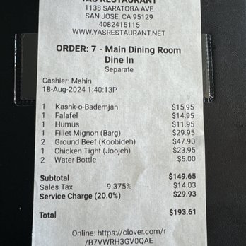 Yas Restaurant - Every dish was 10/10 Decent price Big servings - Persian/Iranian Near Me - San Jose, California Yas Restaurant - Every dish was 10/10 Decent price Big servings - Persian/Iranian Near Me - San Jose, California