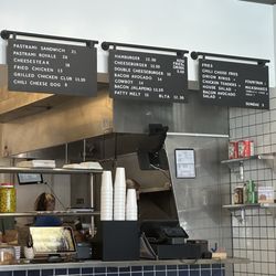 Menu at order counter.