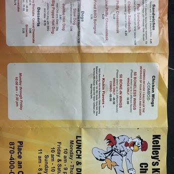 Kelley's Kickin Chickin - Menu as of August 13, 2024 - Chicken Wings Near Me - West Memphis, Arkansas Kelley's Kickin Chickin - Menu as of August 13, 2024 - Chicken Wings Near Me - West Memphis, Arkansas