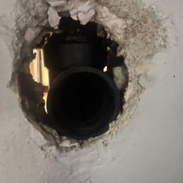 Here is the pipe on the other side of the wall that he replaced.
