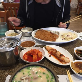 Han Yang - The Beef Soup (Sul-long tang) and the pork cutlet. Very crispy and tasty!! - Korean Near Me - Buena Park, California