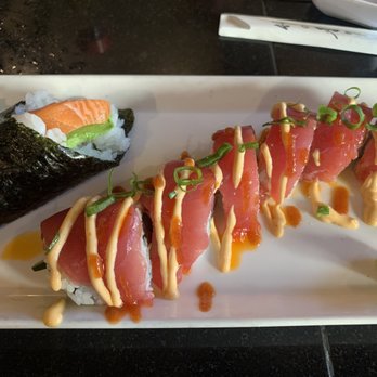 Three's Bar & Grill - Salmon Avocado Roll (hand roll style) and Lava Roll - Asian Fusion Near Me - Kihei, Hawaii Three's Bar & Grill - Salmon Avocado Roll (hand roll style) and Lava Roll - Asian Fusion Near Me - Kihei, Hawaii