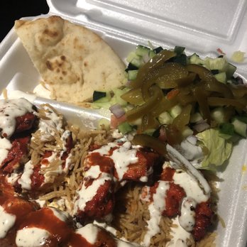 Ny Gyro & Grill - #5 1 Chicken Tikka 1 Chicken Kofta Added White Sauce and Hot Sauce - Mediterranean Near Me - Claymont, Delaware Ny Gyro & Grill - #5 1 Chicken Tikka 1 Chicken Kofta Added White Sauce and Hot Sauce - Mediterranean Near Me - Claymont, Delaware