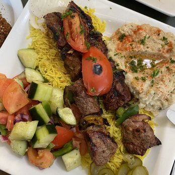 Taboun - Beef Shish Kabab Plate with Taboun Salad &  Baba Ghanouj - Middle Eastern Near Me - San Francisco, California