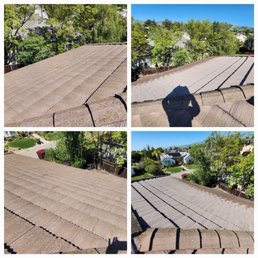 Before and after power washing to remove moss Before and after power washing to remove moss