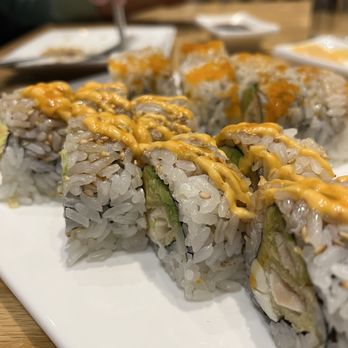 Sushi Monster - Salmon katsu (back) and lightning roll (front) - Sushi Bars Near Me - Farmington, Utah