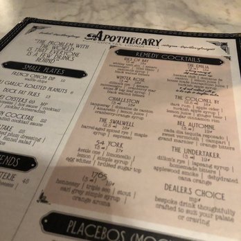 Apothecary Lounge - Menu - Lounges Near Me - Ottawa, Ontario