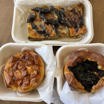 Adorable French Bakery - Eggplant tart, mushroom pesto cup, and plain kouign amman - Farmers Market Near Me Adorable French Bakery - Eggplant tart, mushroom pesto cup, and plain kouign amman - Farmers Market Near Me