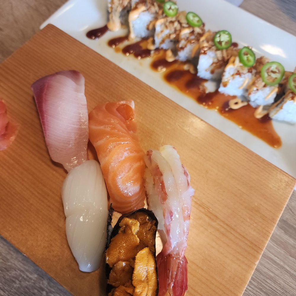 Chicago Sushi - Today's special! Sweet shrimp, salmom, sea urchin, yellow tail, squid - Japanese Near Me - Des Plaines, Illinois Chicago Sushi - Today's special! Sweet shrimp, salmom, sea urchin, yellow tail, squid - Japanese Near Me - Des Plaines, Illinois
