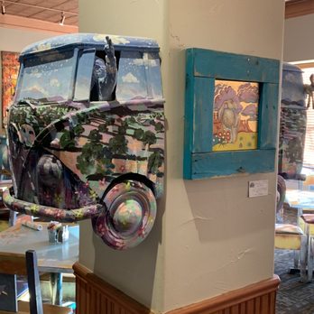 The Range Café - Duh, a bus going through a column. - Mexican Near Me - Bernalillo, New Mexico