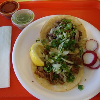 Tacos Junior - My order of Lengua and Tripa Tacos from Tacos Junior. #5, February 22nd 2014. - Mexican Near Me - Denver, Colorado