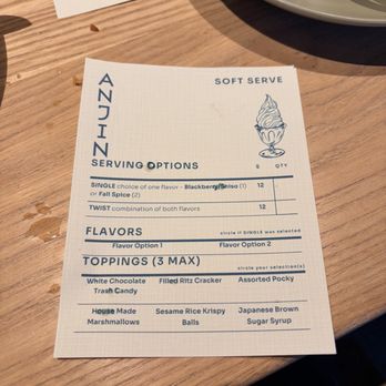 Anjin - soft serve dessert menu - Japanese Near Me - Kansas City, Missouri Anjin - soft serve dessert menu - Japanese Near Me - Kansas City, Missouri