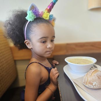 Panera Bread - My little unicorn and her broccoli cheddar soup with baguette - Sandwiches Near Me - Pelham Manor, New York