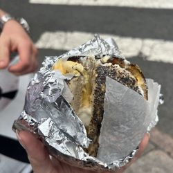 Poppyseed bagel with egg cheese & cream cheese